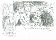nach+Tintoretto+-+Bleistift+auf+Papier+-+um+1973