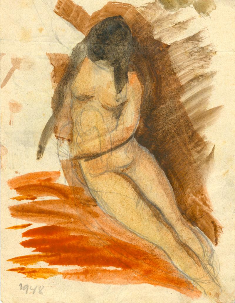 Ohne Titel - Wasserfarbe und Bleistift auf Papier - 1948 - Karlheinz Scherer