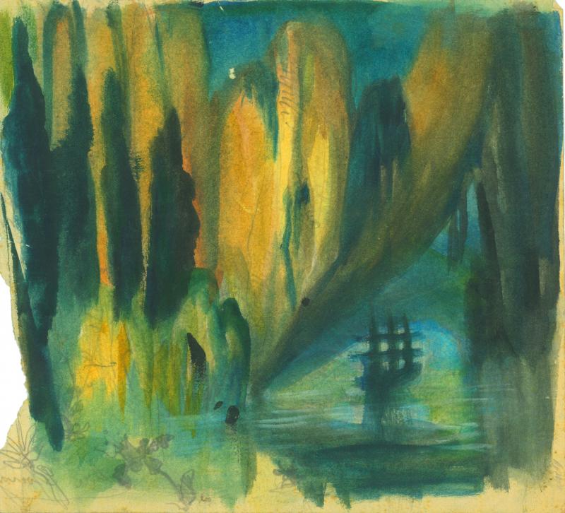Ohne Titel - Wasserfarbe und Bleistift auf Papier - um 1948 - Karlheinz Scherer