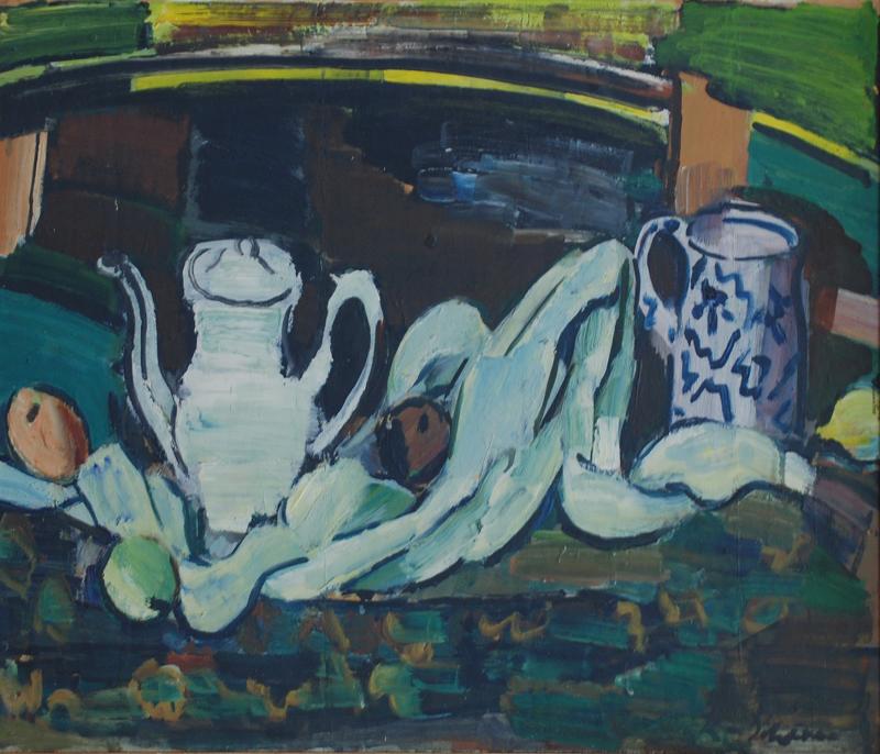 Stilleben mit Kaffekanne - Öl auf Hartfaser - 1957 - Karlheinz Scherer